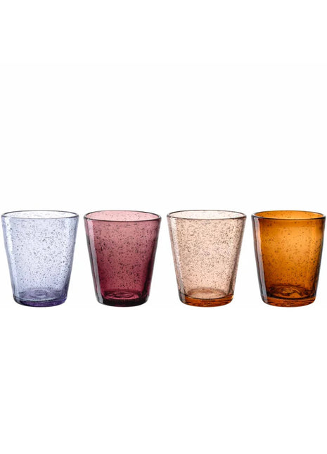 055289 Leonardo Burano gekleurde glazen warme kleuren set 4 stuks
