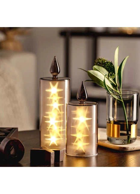 043860 Leonardo Capanna led kaars 21cm grijs