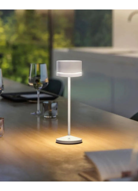 76021 Leonardo Monza wit tafellamp met accu