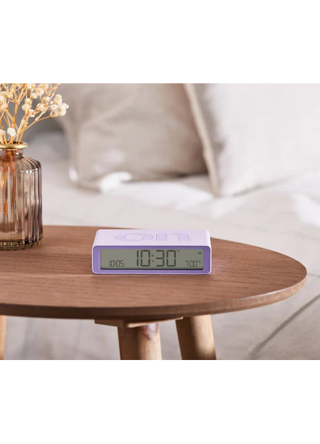 LR157LL LEXON Flip Classic digitale oplaadbare wekker on/off lila