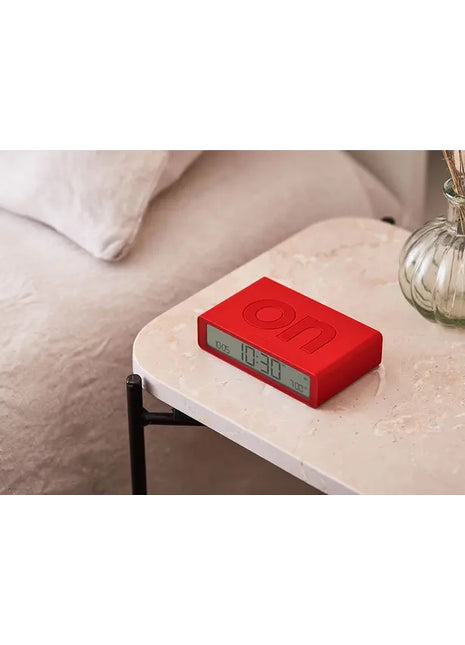 LEXON Flip Classic oplaadbare wekker on/off rood