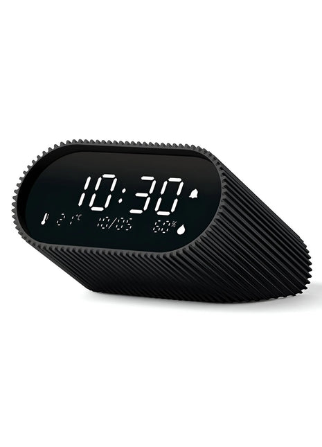 LR155MN3 LEXON Ray clock wekker aluminium mat zwart