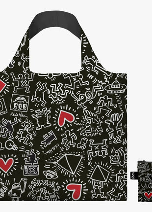 LOQI vouwtas Keith Harring Black Pattern