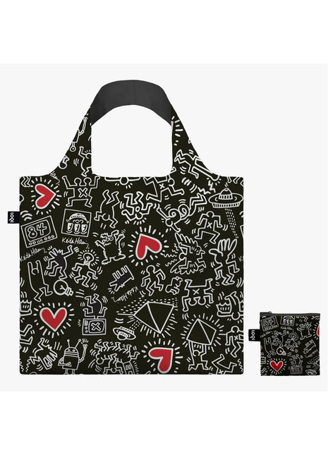 LOQI vouwtas Keith Harring Black Pattern