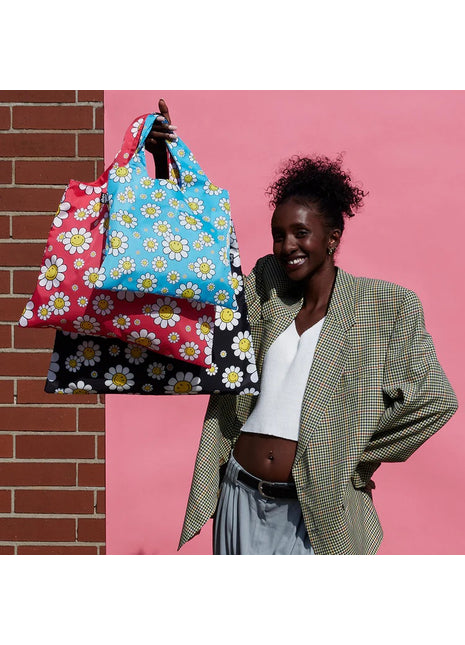 LOQI vouwtas - opvouwbare tas  / shopper - Bloemen - Aquarius