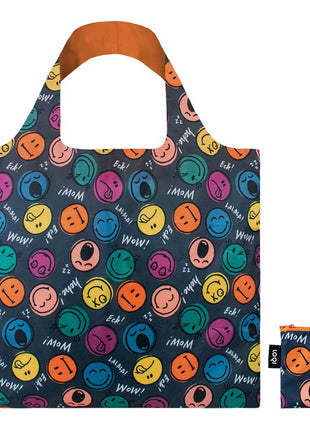 LOQI vouwtas - opvouwbare tas  / shopper - Boys en Girls smiley