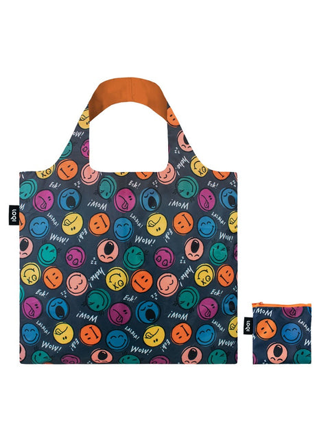 LOQI vouwtas - opvouwbare tas  / shopper - Boys en Girls smiley