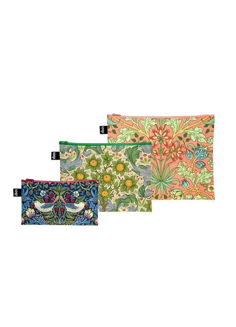 LOQI zip pocket Morris Hyacinth, Strawberry & Orchard