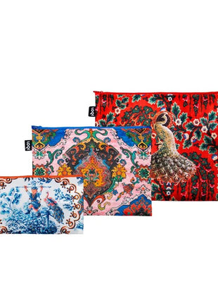 LOQI zip pocket Tapestry, Toile de Jouy, Peacock