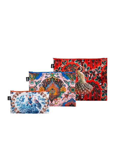LOQI zip pocket Tapestry, Toile de Jouy, Peacock