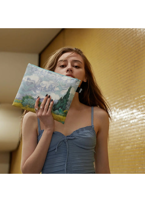 LOQI zip pocket Van Gogh Irisen, A Wheatfield With Cypresses, The Starry Night