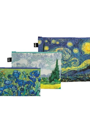 LOQI zip pocket Van Gogh Irisen, A Wheatfield With Cypresses, The Starry Night