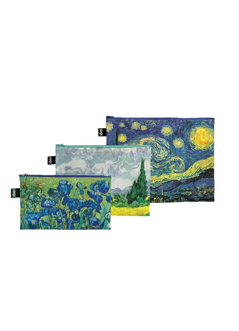 LOQI zip pocket Van Gogh Irisen, A Wheatfield With Cypresses, The Starry Night