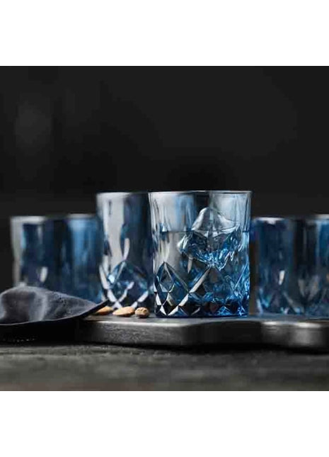 27732 Lyngby Sorrento whisky glas blauw 32cl 4 stuks