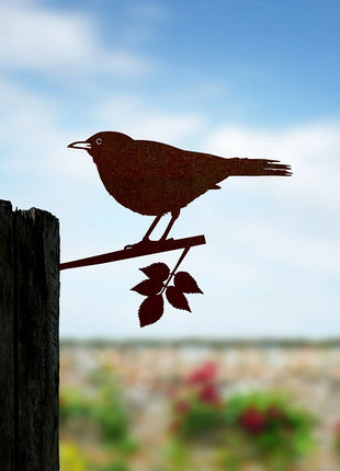 metalbird merel cortenstaal metalen vogel kunst tuin
