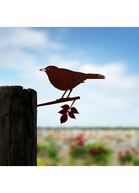 metalbird merel cortenstaal metalen vogel kunst tuin