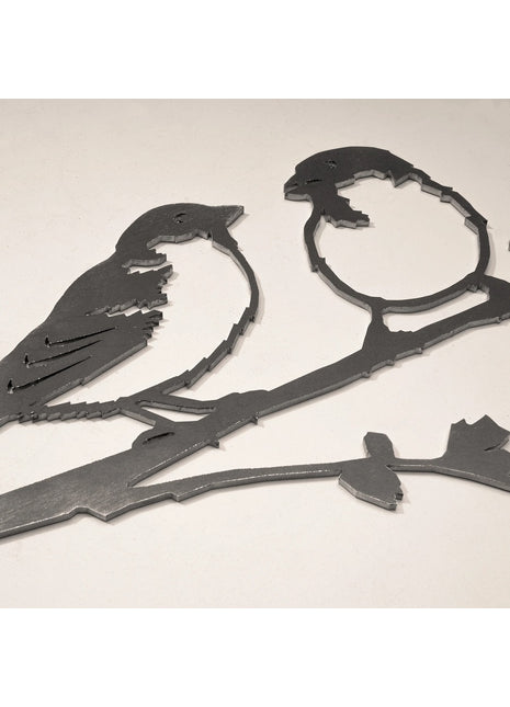 Metalbird mus duo / ringmus cortenstaal