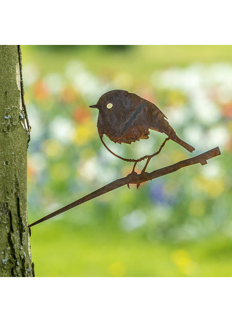 Metalbird roodborstje cortenstaal metalen vogel