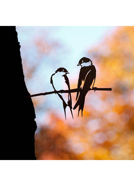 Metalbird zwaluwen paar - metalen vogel