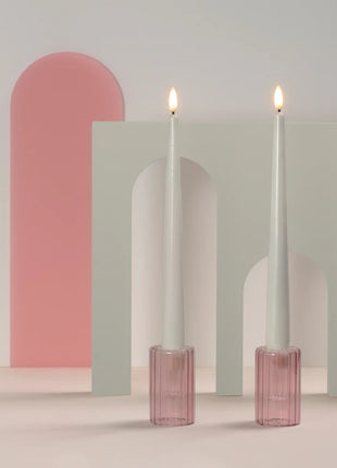 Moods & More Lima glazen kandelaar vintage rose 2 stuks