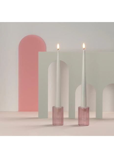 Moods & More Lima glazen kandelaar vintage rose 2 stuks