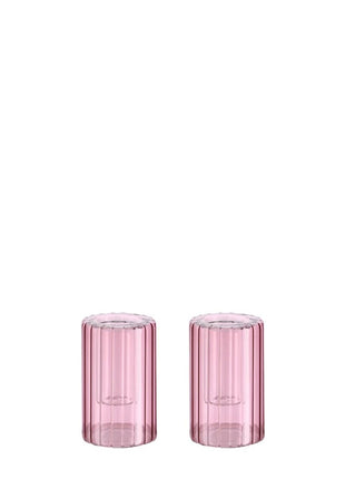 Moods & More Lima glazen kandelaar vintage rose 2 stuks