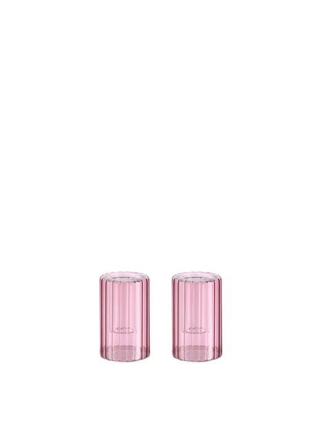 Moods & More Lima glazen kandelaar vintage rose 2 stuks