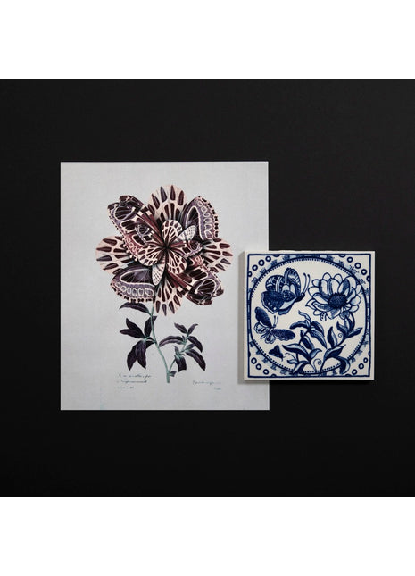 46413400 Moooi x Royal Delft - Tegel Extinct Animals Mimic Moth