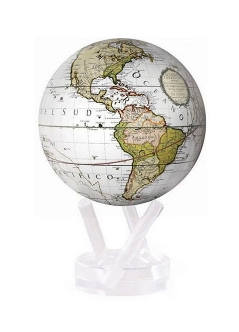 MG-6-WCT Mova Globes wereldbol antiek terrestrial wit 15 cm