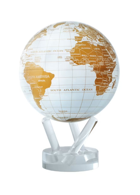 Mova Globes wereldbol wit / goud zonne-energie 15cm