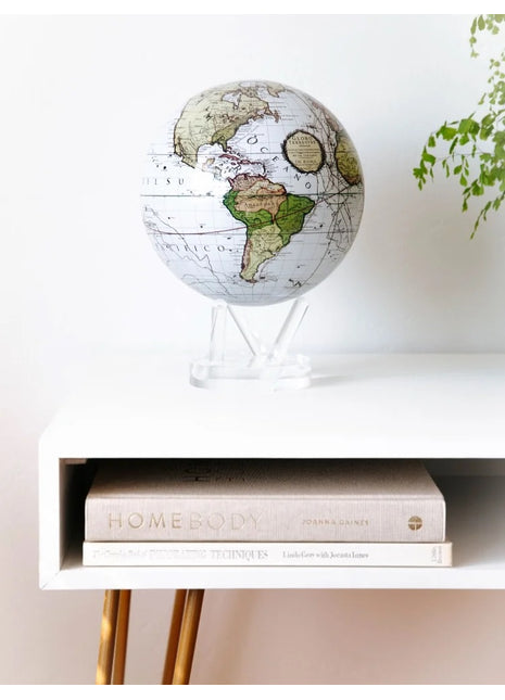 MG-6-WCT Mova Globes wereldbol antiek terrestrial wit 15 cm