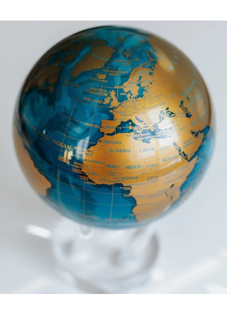 MG-6-GDB Mova Globes wereldbol blauw / goud zonne-energie 15cm