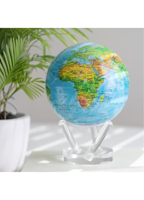 Mova Globes wereldbol aarde relief blauw 11.5 cm