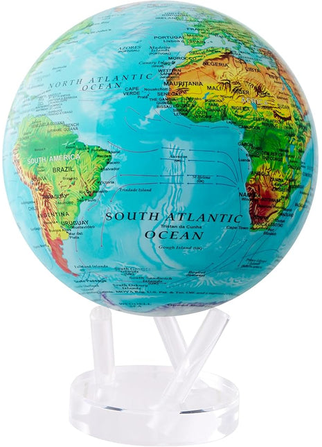 Mova Globes wereldbol aarde relief blauw 11.5 cm