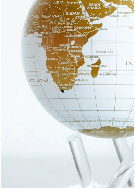 Mova Globes wereldbol wit / goud zonne-energie 15cm