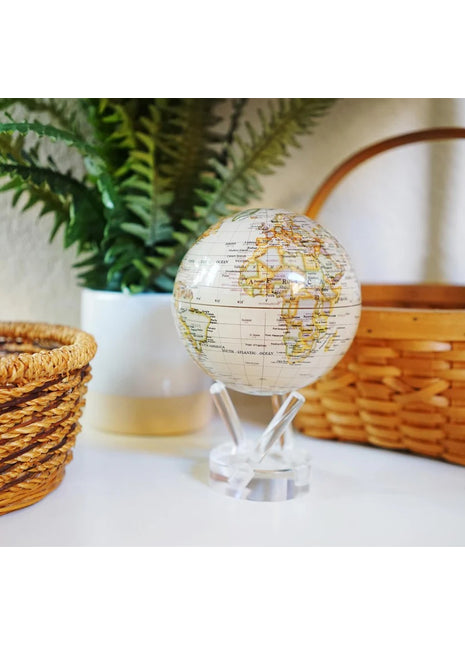 Mova Globes wereldbol zonne-energie antique high gloss 11.5 cm