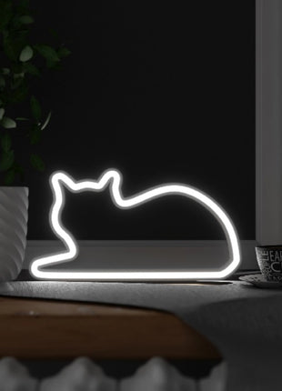 Mustard Cat Light lying - kat liggend, LED neon lamp