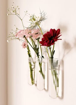 Muurbloempjes - magneet muurvaasje XL helder glas 3 ST