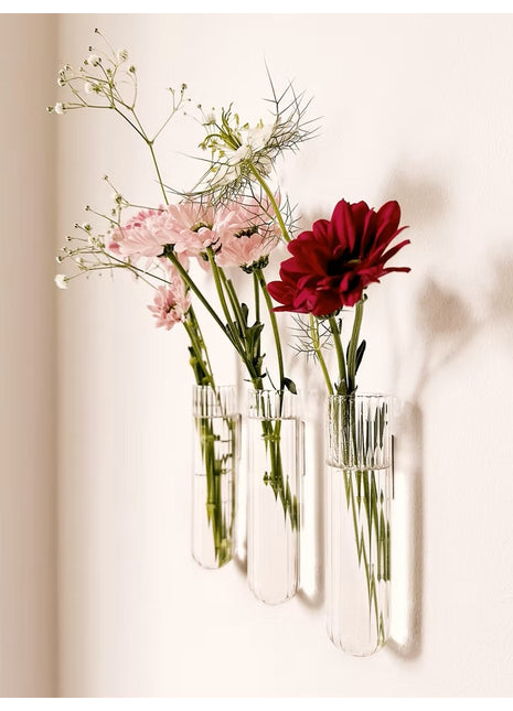 Muurbloempjes - magneet muurvaasje XL helder glas 3 ST