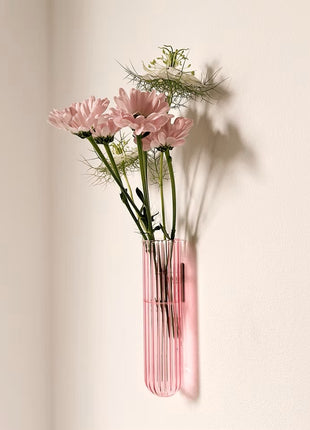 Muurbloempjes - magneet muurvaasje XL roze glas 1 ST