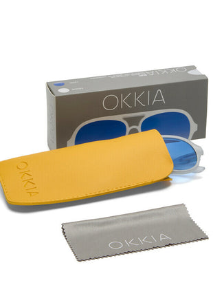 OK021-TCL Okkia Alessio unisex zonnebril transparant met blauwe glazen