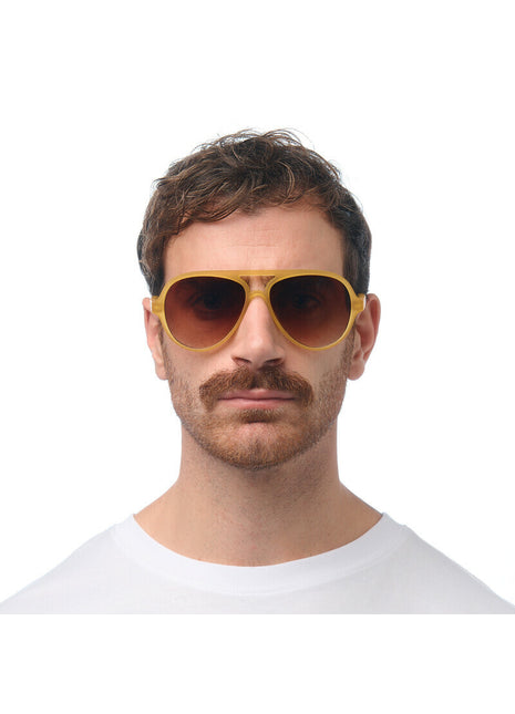 OK021-TYE Okkia Alessio heren zonnebril transparant geel met bruine glazen