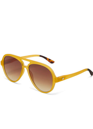 OK021-TYE Okkia Alessio unisex zonnebril transparant geel met bruine glazen