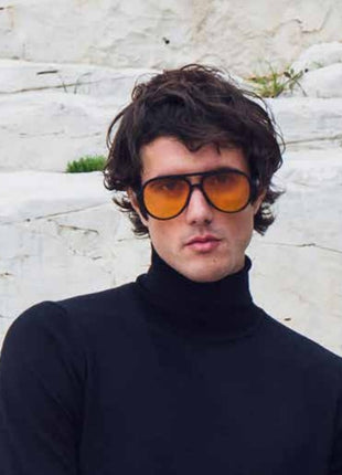 OK01BK-YE Okkia Alessio heren zonnebril zwart met gele glazen