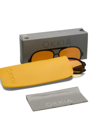 OK01BK-YE Okkia Alessio unisex zonnebril zwart met gele glazen