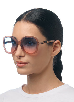 OK019PH-BP Okkia Anna dames zonnebril pink havana, blauw / roze glazen