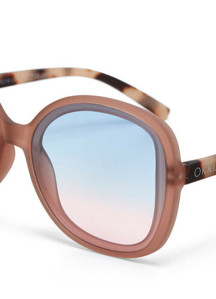 OK019PH-BP Okkia Anna dames zonnebril pink havana, blauw / roze glazen