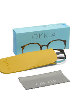 OK055HB Okkia Bologna dames leesbril havana blauw - kies sterkte