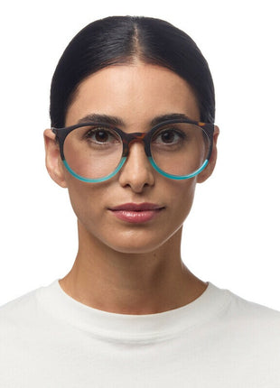 OK055HB Okkia Bologna dames leesbril havana blauw - kies sterkte