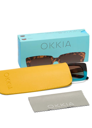 ok044-hb Okkia Elba Italiaanse dames zonnebril havana blauw